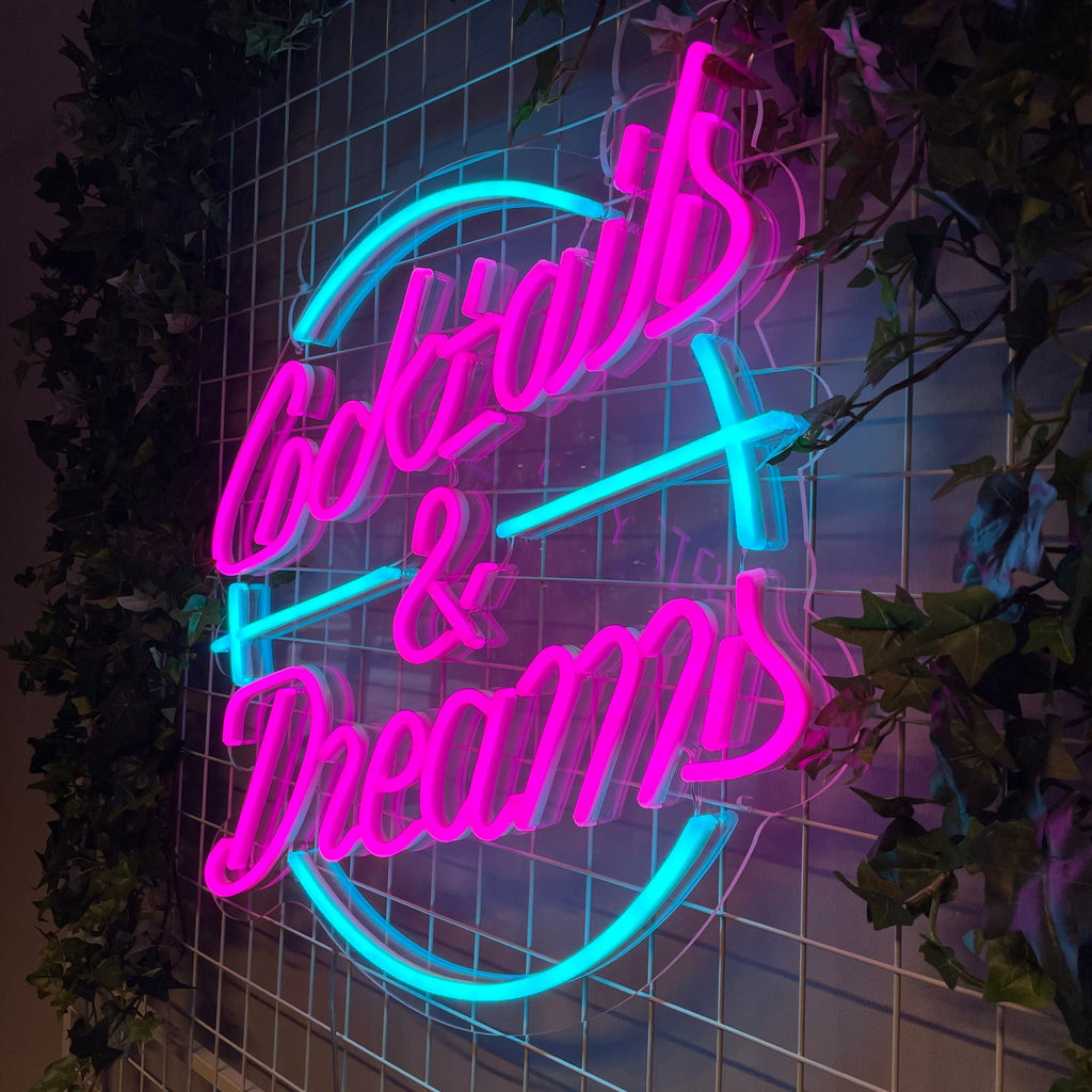 "Cocktails & Dreams" Led neonskilt. Bestilling!