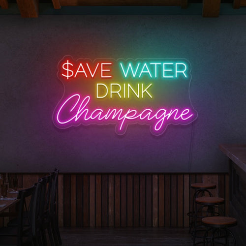 "SAVE WATER" Led Neonskilt - Bestilling!