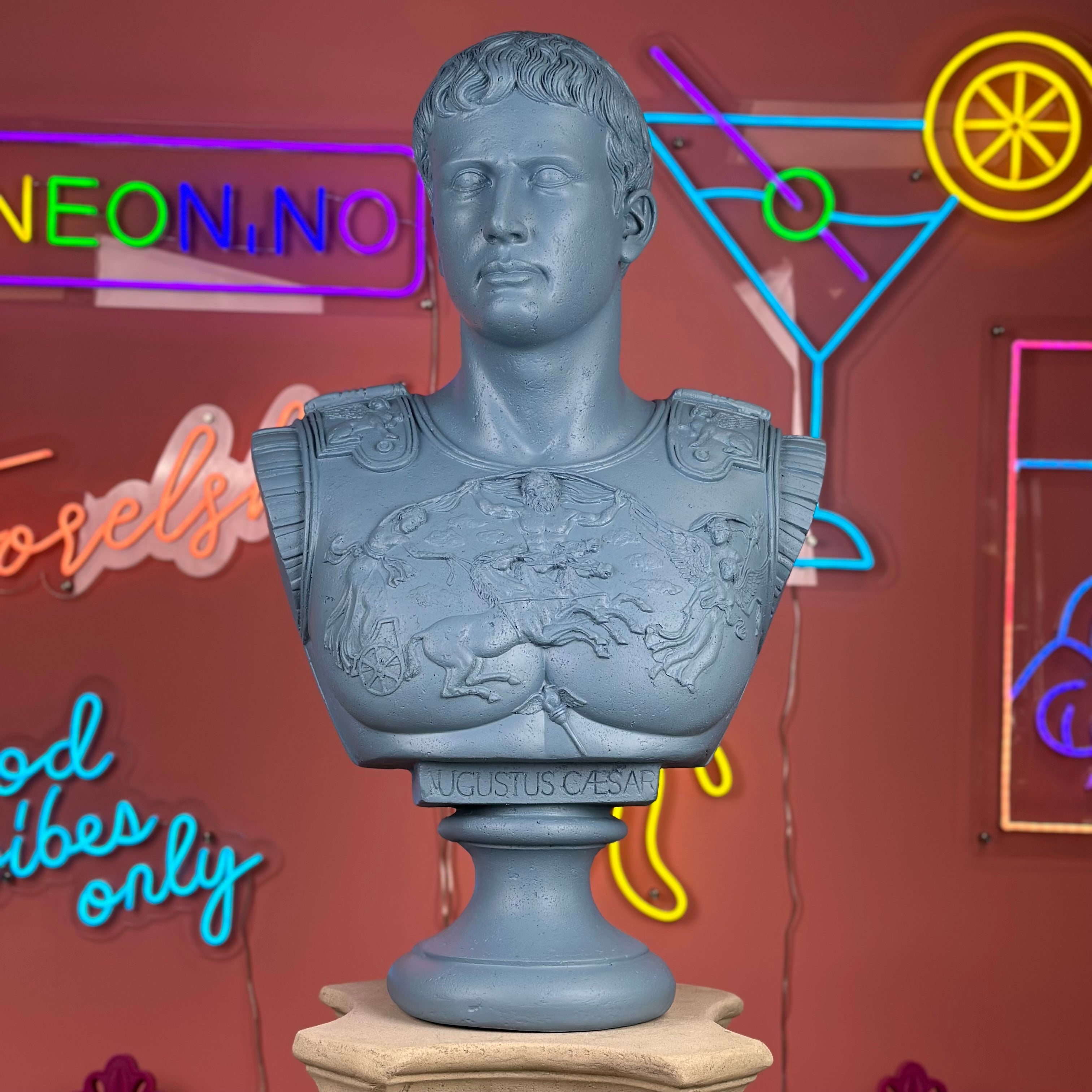 Statue "AUGUSTUS CAESAR" Blå. 83 cm