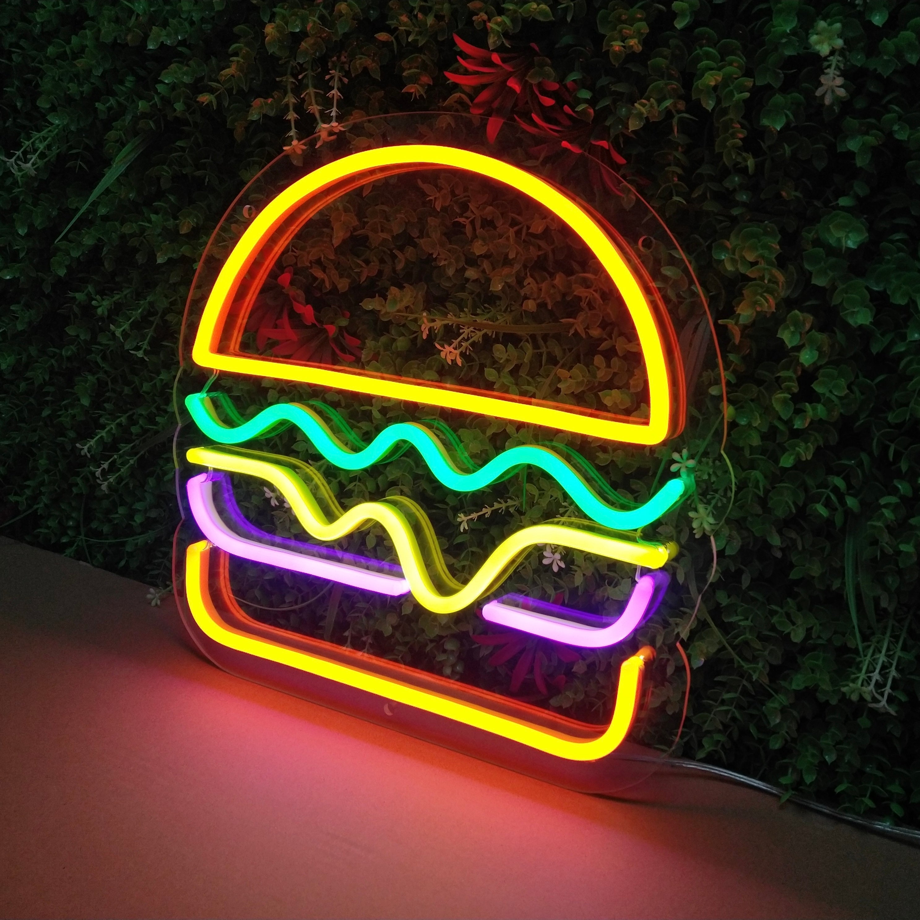 (HAMBURGER) LED NEONSKILT.Bestilling!
