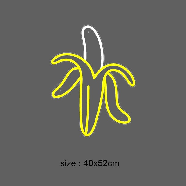 "Banan" LED NEONSKILT. Lemon yellow