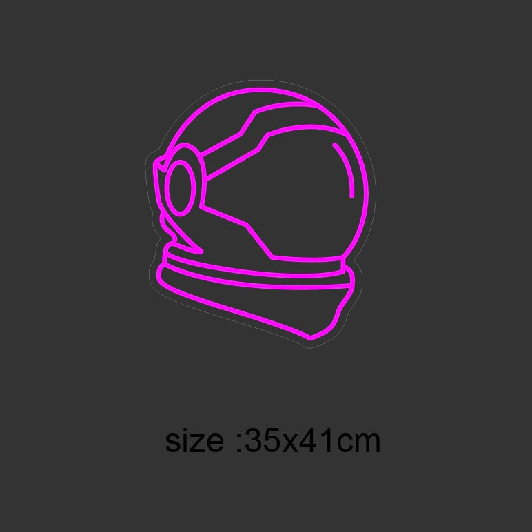 (SPACE helmet) LED NEONSKILT. Pink.