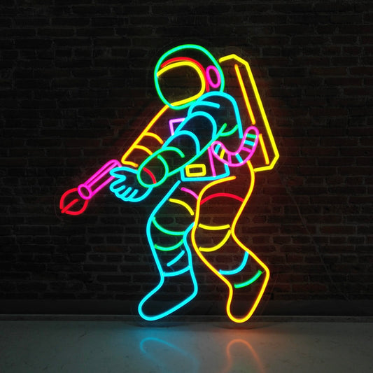 Neonskilt (Spaceman) Multicolor. 86x70 cm 