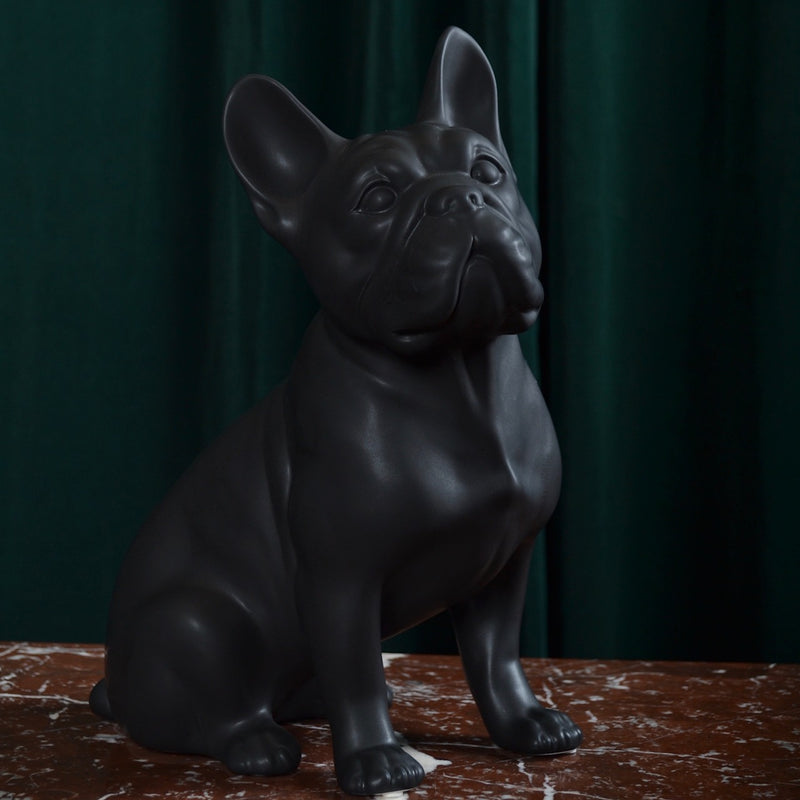 Porselen "Franskbulldog" svart matt