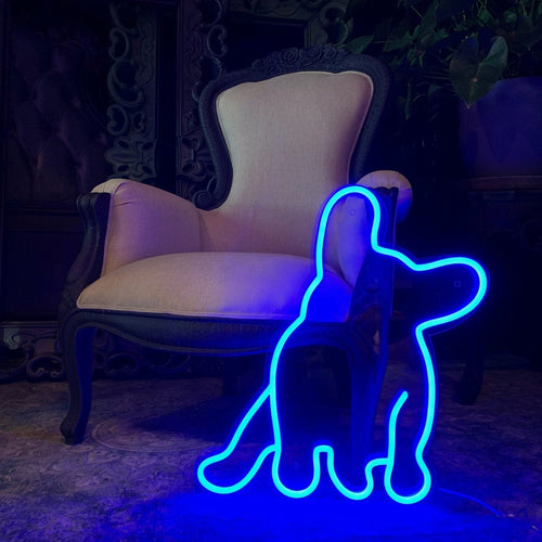 Neonskilt "Fransk Bulldog" Blå