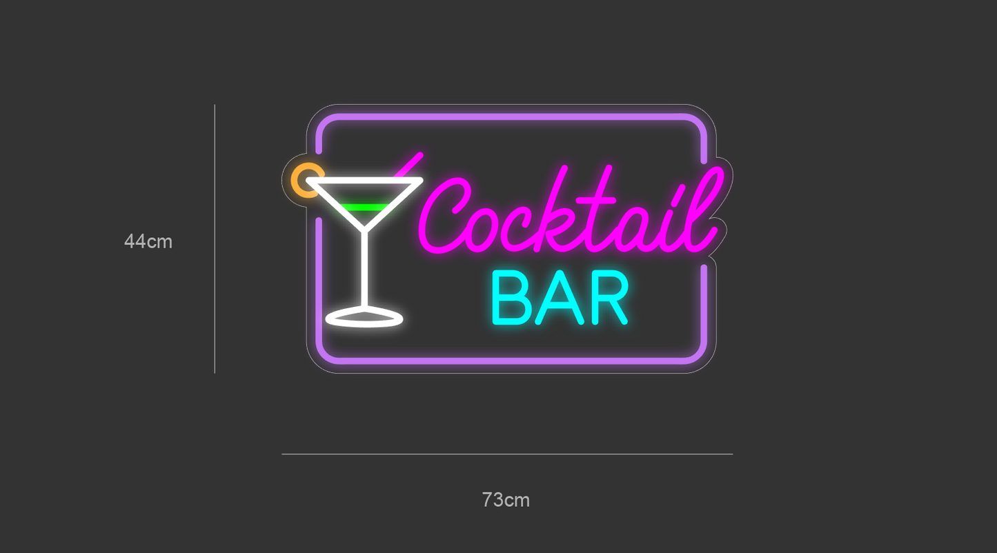 "Cocktail BAR" LED NEONSKILT. 73x44 cm