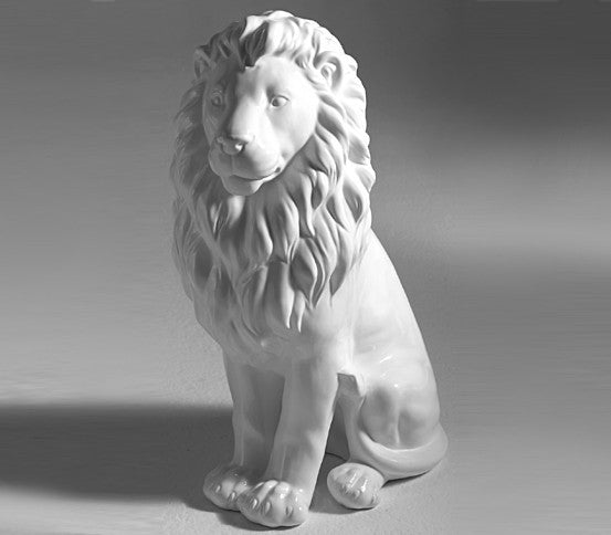 Porselen Løve - Hvit blank