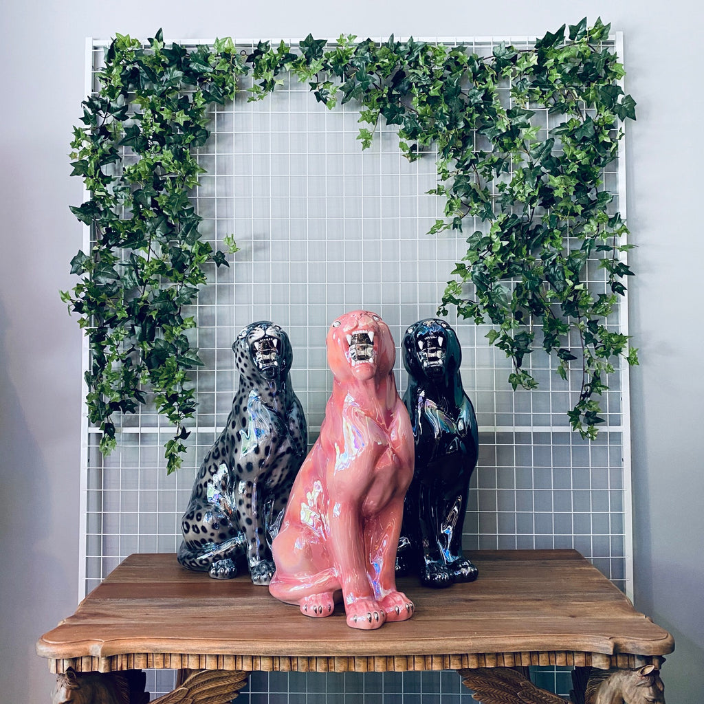 Porselen "Panter" Metallic Pink. H62 cm. Bestilling!