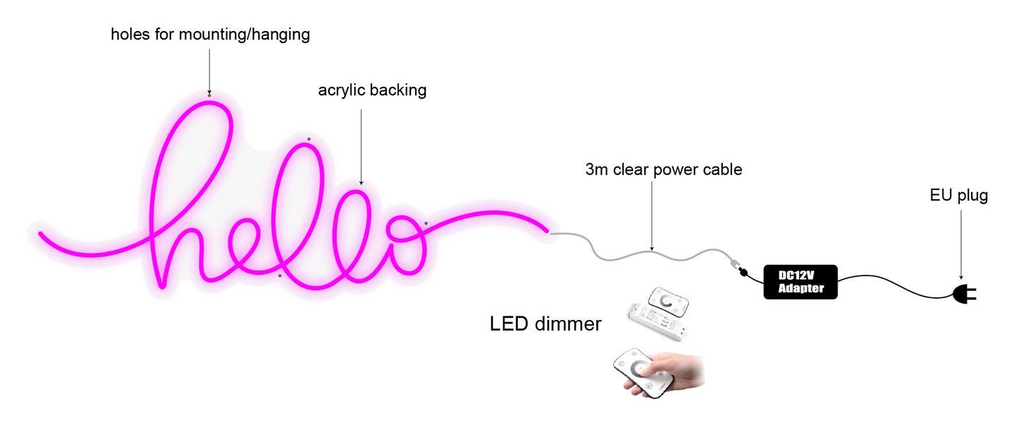 "Banan" LED NEONSKILT. Gold yellow. Bestilling!