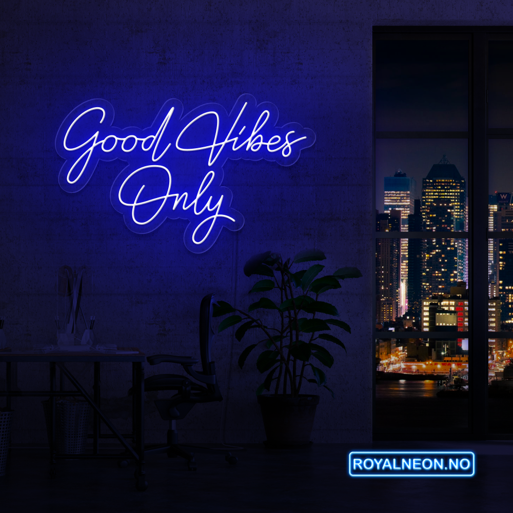 "Good Vibes Only" LED NEONSKILT. 78x48 cm. Bestilling!