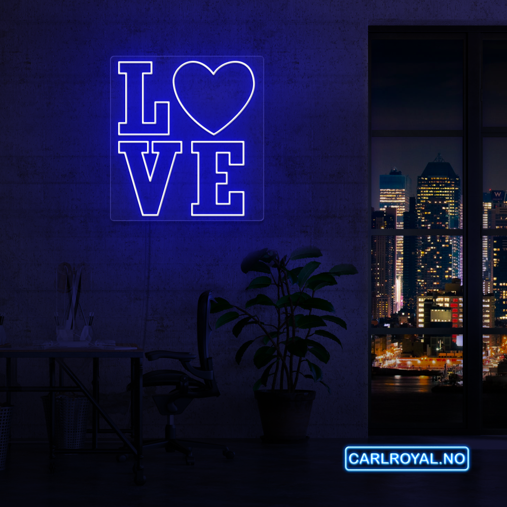 "L❤️VE" LED NEONSKILT. 60x53 cm. Bestilling!