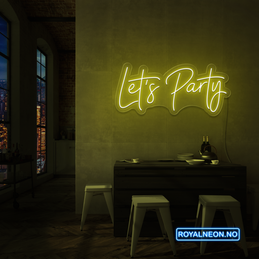 "Let's Party" Led Neonskilt. Bestilling!