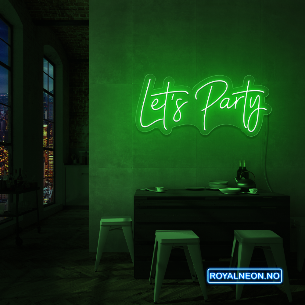 "Let's Party" Led Neonskilt. Bestilling!