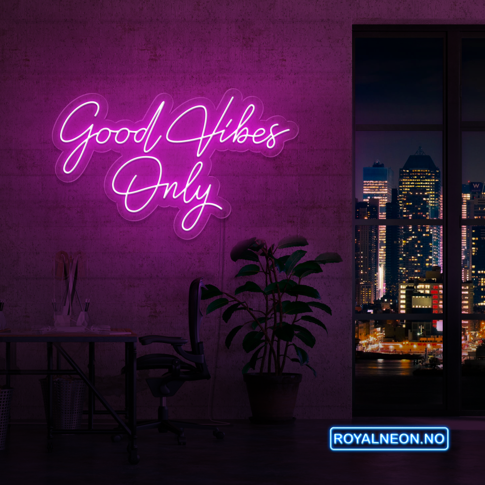 "Good Vibes Only" LED NEONSKILT. 78x48 cm. Bestilling!