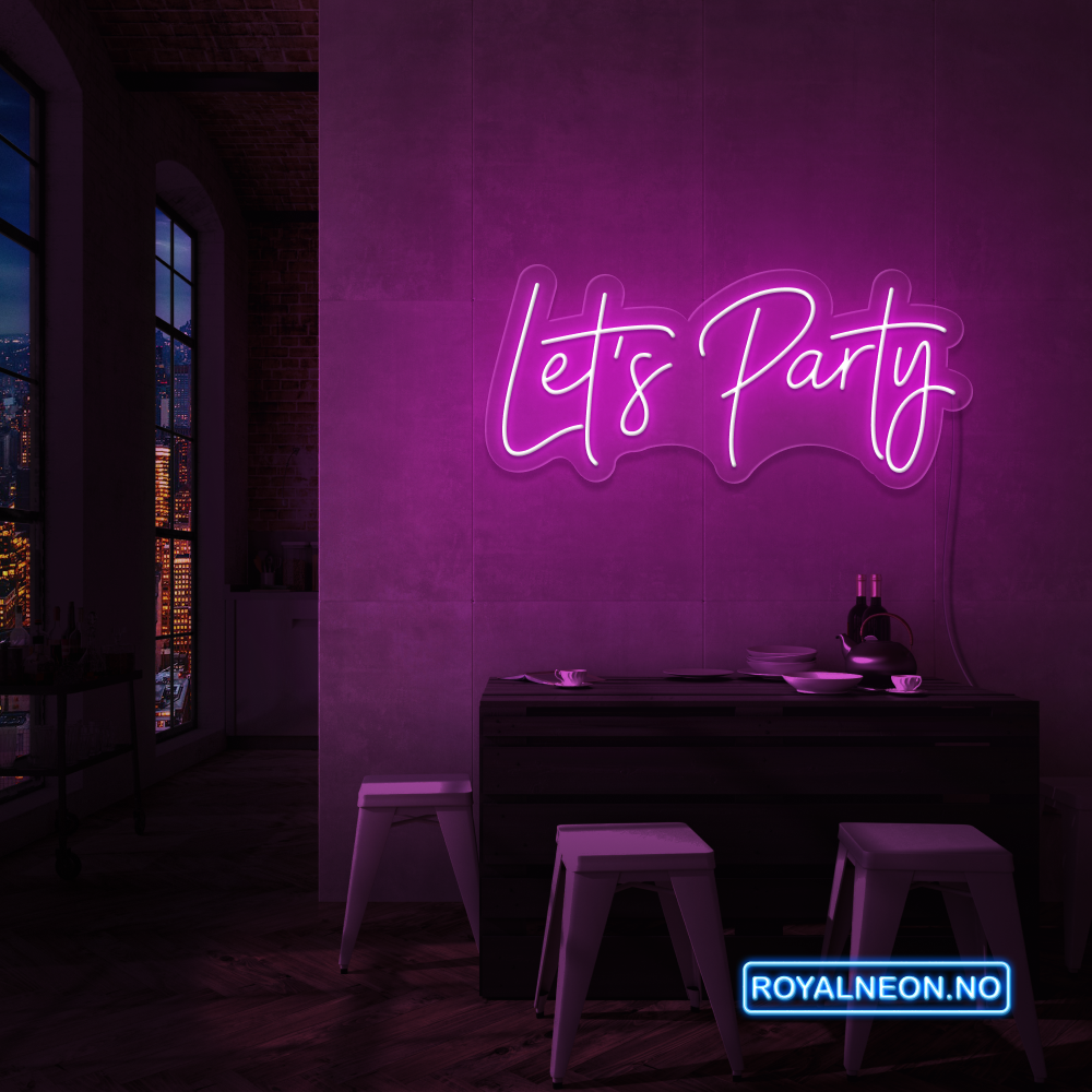 "Let's Party" Led Neonskilt. Bestilling!