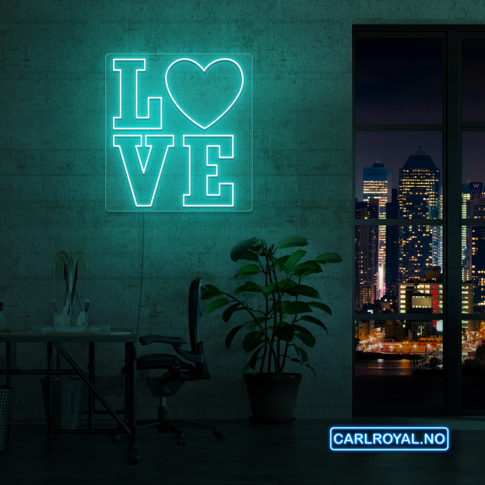 "L❤️VE" LED NEONSKILT. 60x53 cm. Bestilling!