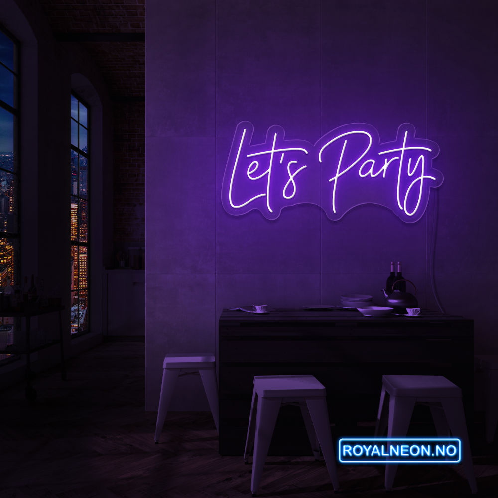 "Let's Party" Led Neonskilt. Bestilling!