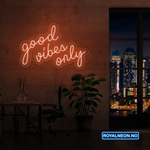 "good vibes only" LED NEONSKILT. 83x54 cm. Bestilling!