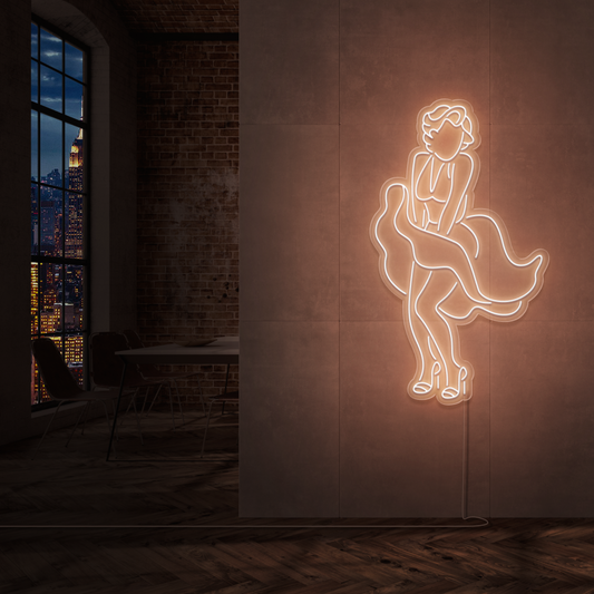 "Marilyn Monroe" Led Neonskilt. Ensfarget - Bestilling!