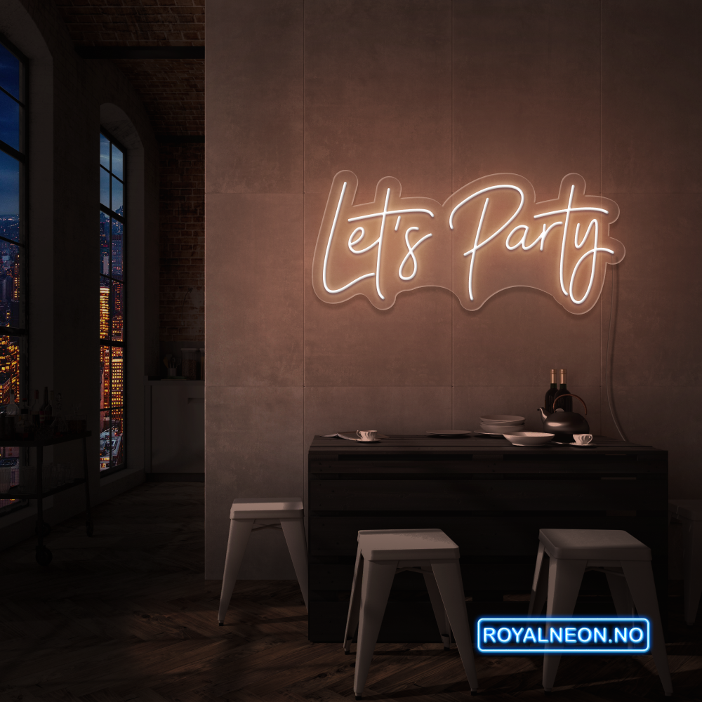 "Let's Party" Led Neonskilt. Bestilling!