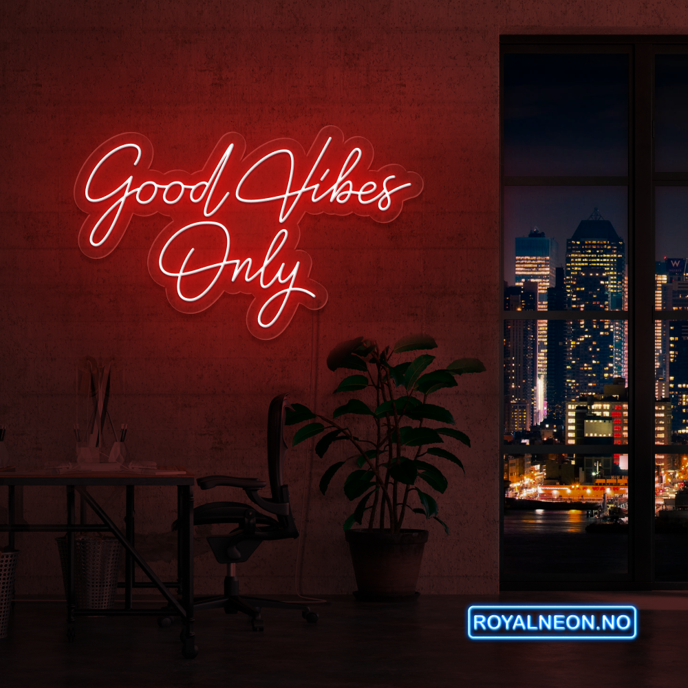 "Good Vibes Only" LED NEONSKILT. 78x48 cm. Bestilling!