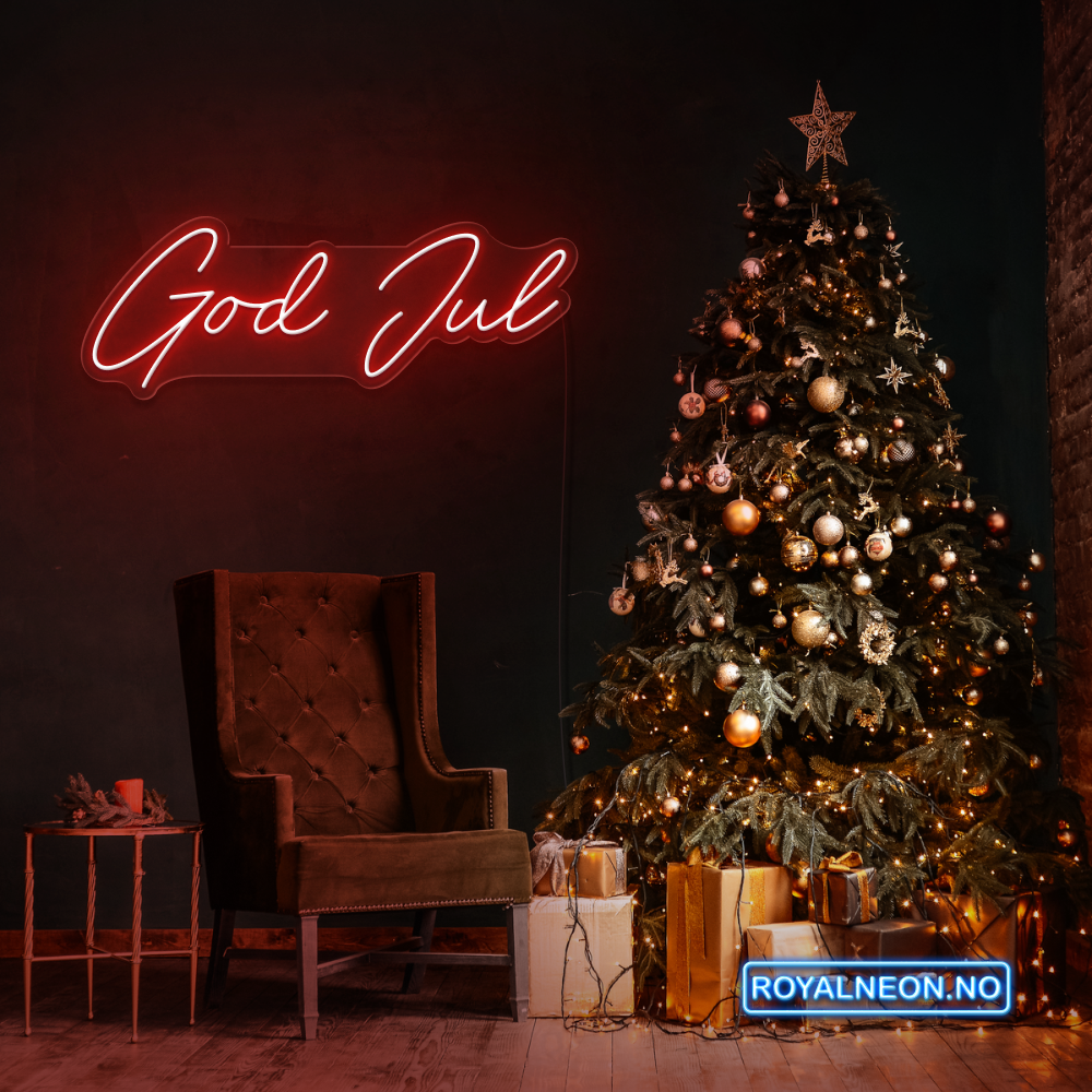 "God Jul" LED NEONSKILT. Bestilling!