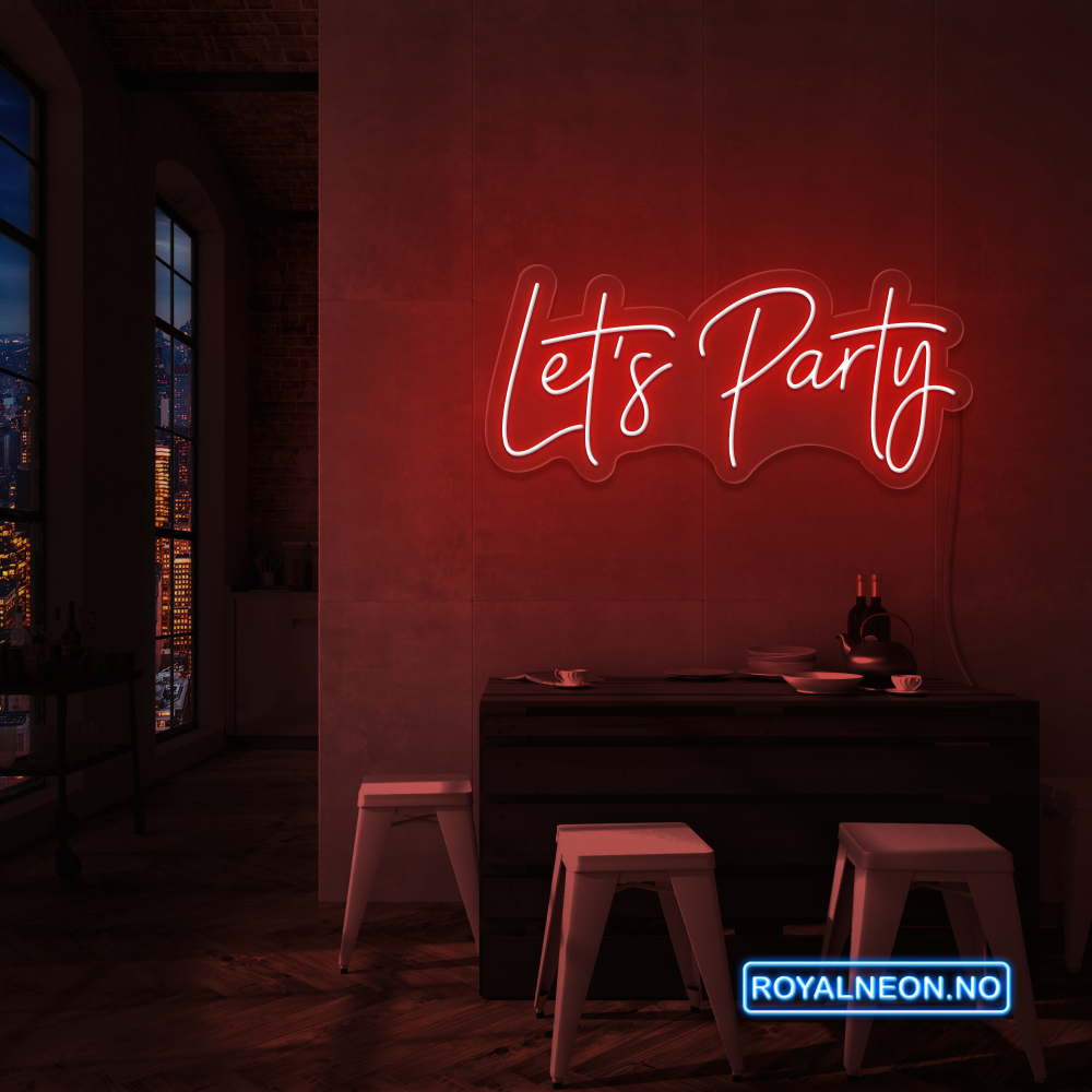 "Let's Party" Led Neonskilt. Bestilling!