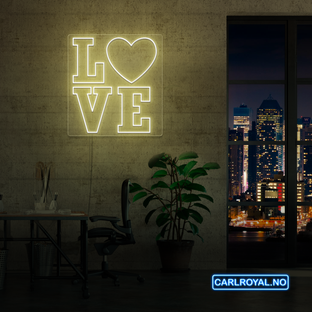 "L❤️VE" LED NEONSKILT. 60x53 cm. Bestilling!