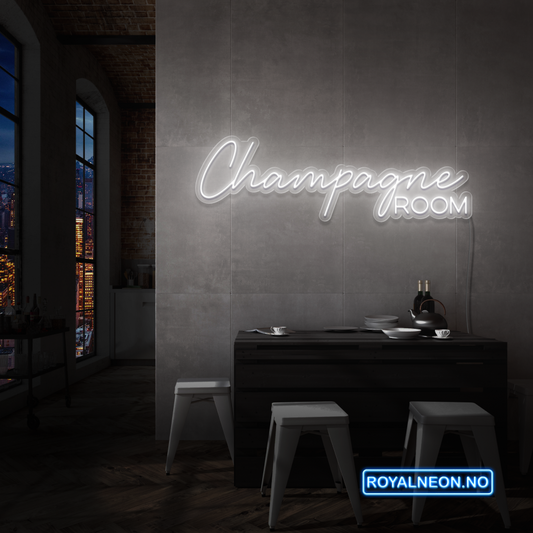 "Champagne ROOM" LED NEONSKILT. Velg ønsket farge.